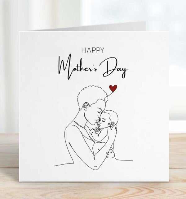 Cute African - line art- Mother's Day - Image 2