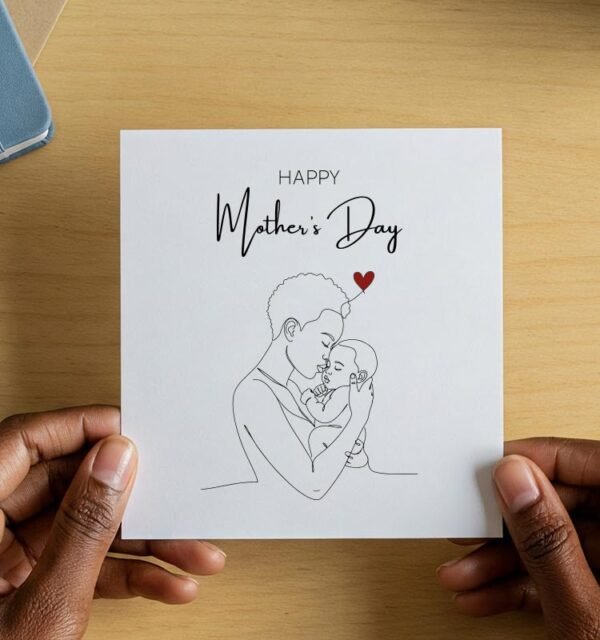 Cute African - line art- Mother's Day - Image 1