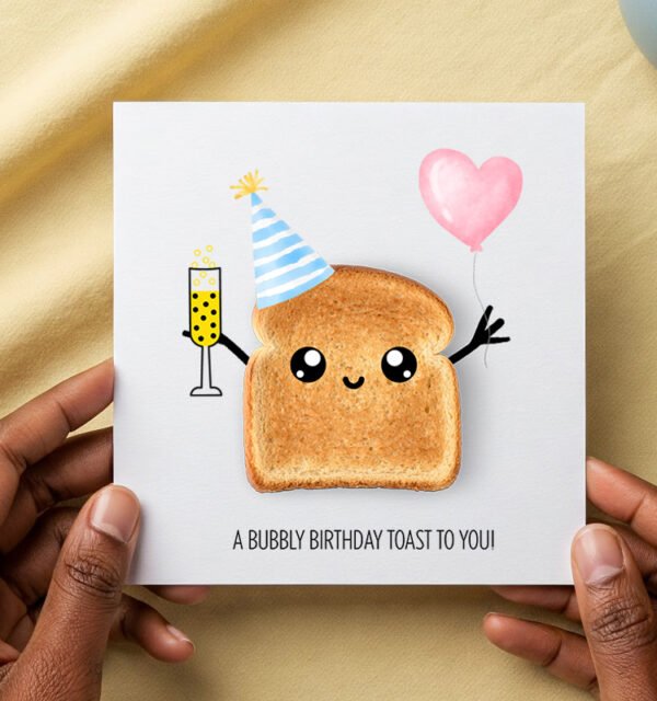Cute Birthday Greeting Card - A Toast - Image 1