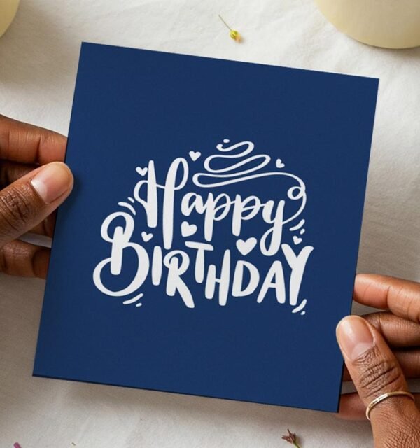 Cute Happy Birthday Greeting Card - Decorative Text - Image 1