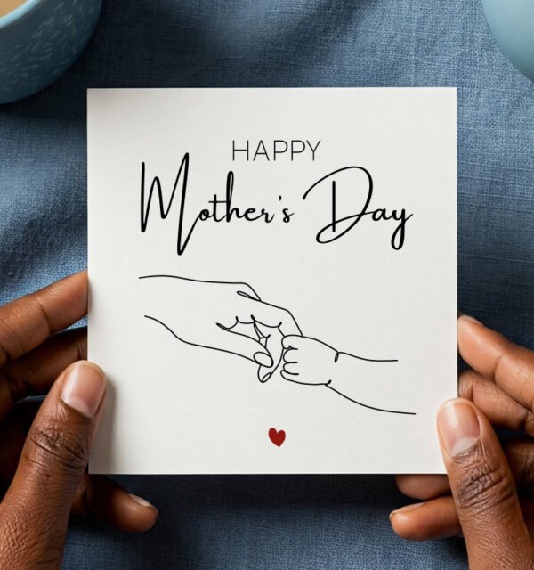 Cute Mother's Day Greeting Card - Line Art - Image 1