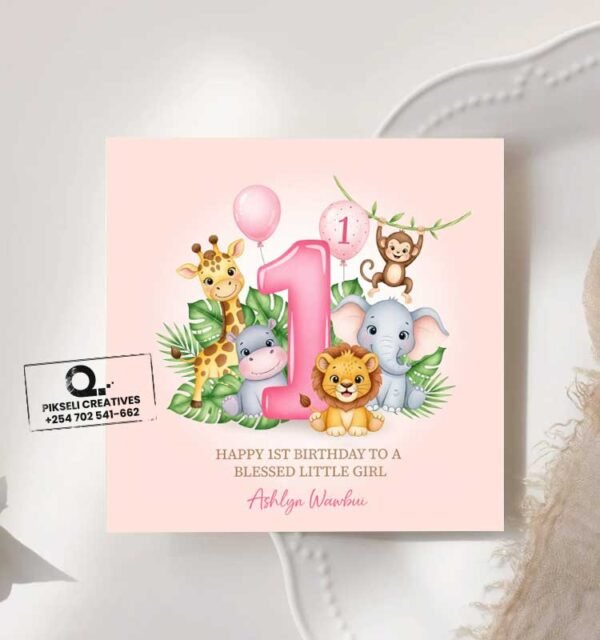 Ashlyn Wambui's Blessed 1st Birthday Greeting Card - Image 2