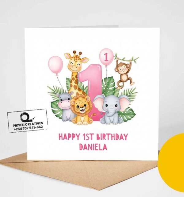 Daniela's Happy 1st Birthday Greeting Card - Image 2