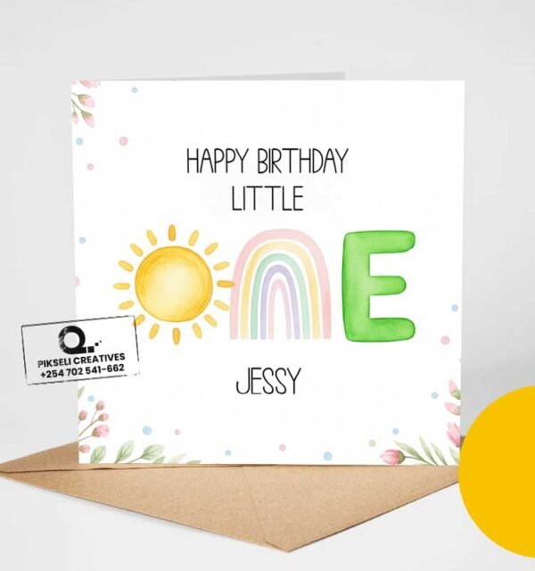 Jessy's 1st Birthday Greeting Card - Unisex - Image 2