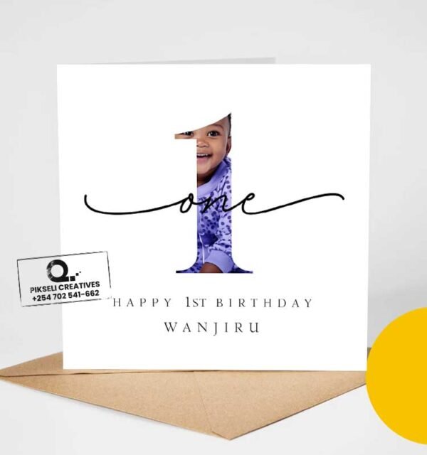 Wanjiru's Cute 1st Birthday Greeting Card - Customized - Image 2