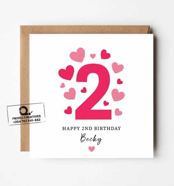 Becky's 2nd Colourful Birthday Greeting Card - Image 2