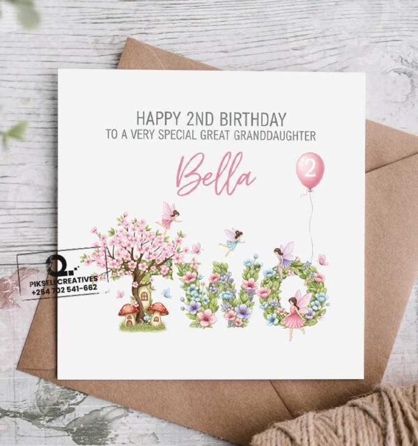 Bella's 2nd Customized Birthday Greeting Card - Image 1