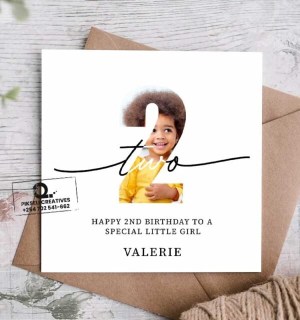 Valerie's Customized 2nd Birthday Greeting Card - Image 1