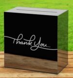 Personalized Acrylic Wedding Gift Box with Slot - Black