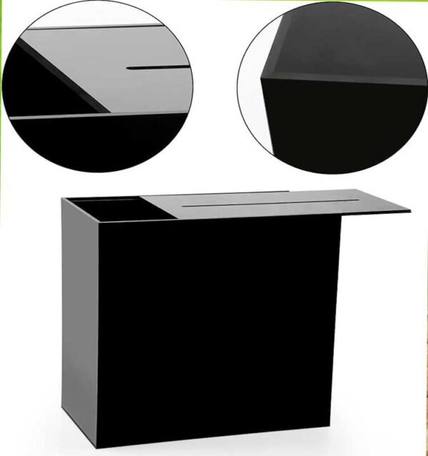 Personalized Acrylic Wedding Gift Box with Slot - Black - Image 2
