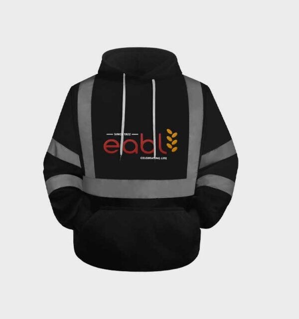 Reflective Hoodie – Black, Warm, High Visibility Workwear - Image 1