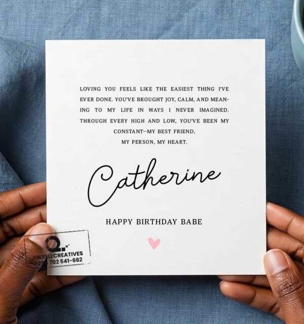 Wife Happy Birthday Poem Greeting Card - Catherine - Image 1