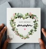 Flower wreath Mom Happy Birthday Card
