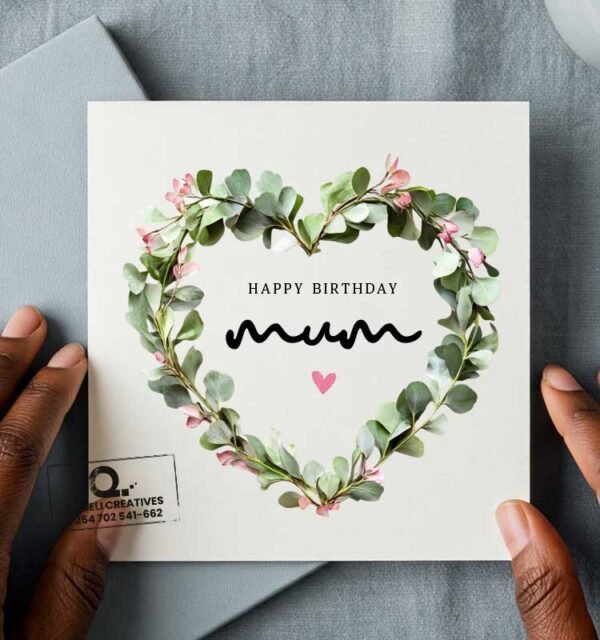 Flower wreath Mom Happy Birthday Card - Image 1