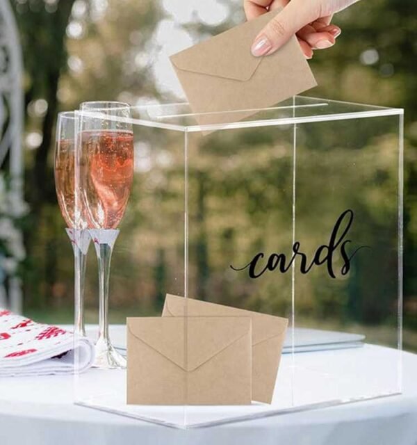 Personalized Clear Acrylic Wedding Gift Box with Slot - Image 2