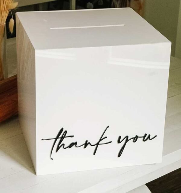 Personalized Acrylic Wedding Gift Box with Slot - White - Image 3
