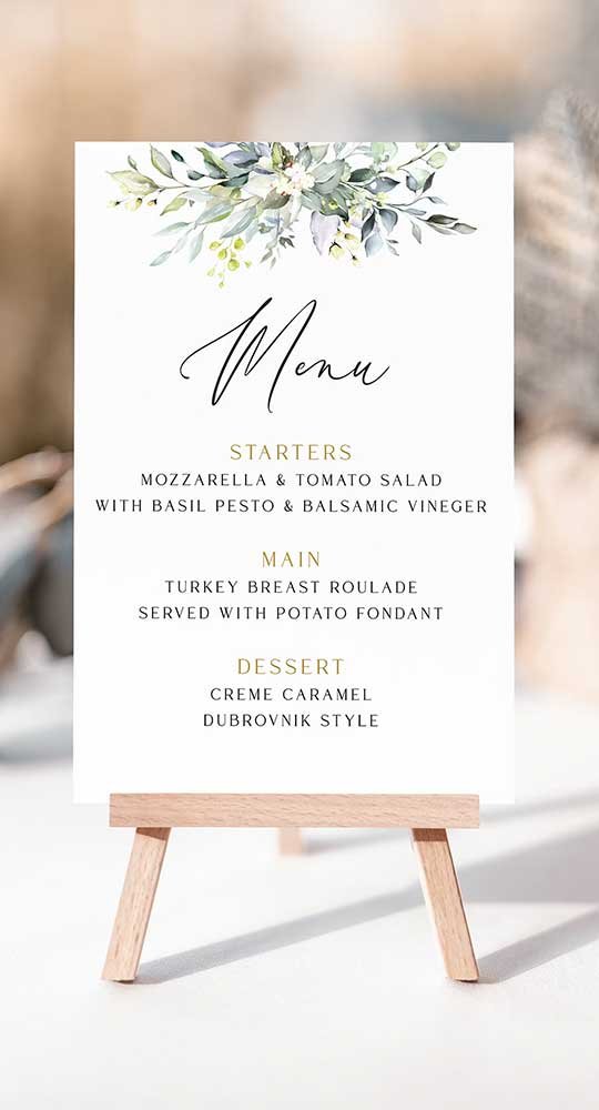 Wedding Table Menu Kenya