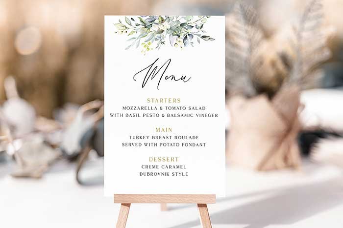 Wedding Table Menu Kenya