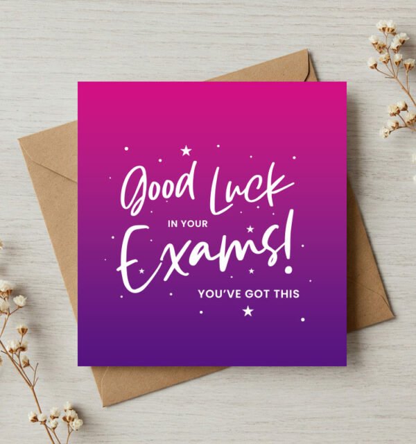 Good Luck Decorative Text Exam Success Greeting Card - Image 1