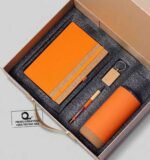 4 in 1 Custom Branded Bamboo Corporate Gift Set Orange