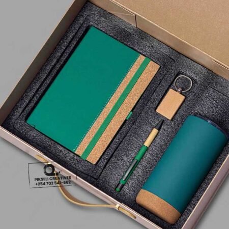 Custom Branded Cork Bottom Corporate Gift Set Teal Green
