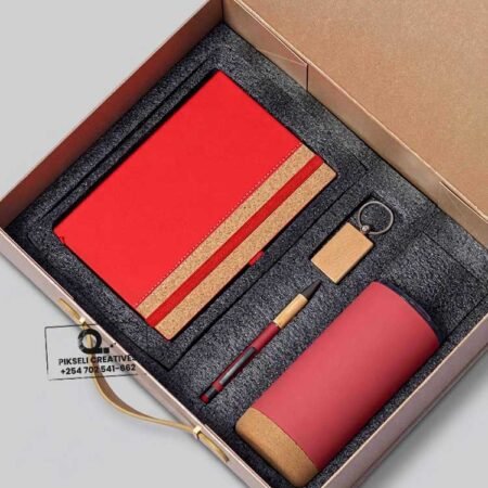 Custom Branded Cork Bottom Corporate Gift Set Red