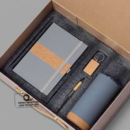 Custom Branded Cork Bottom Corporate Gift Set Grey