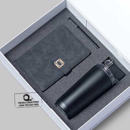 Custom Branded 4 in 1 Checked Corporate Gift Set Black