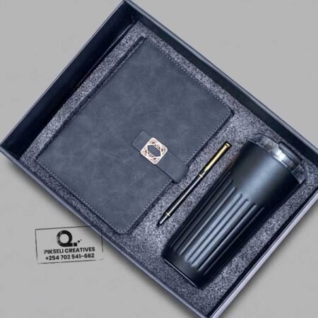 Custom Branded 3 in 1 Checked Corporate Gift Set Black