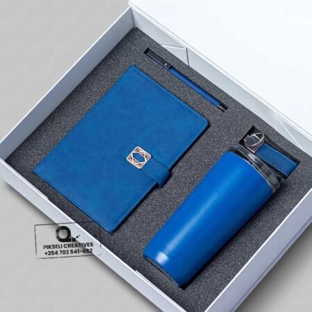 Custom Branded 4 in 1 Checked Corporate Gift Set Blue