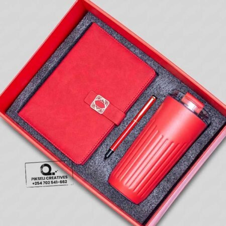 Custom Branded 3 in 1 Checked Corporate Gift Set Red