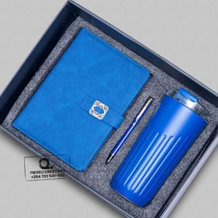 Custom Branded 3 in 1 Checked Corporate Gift Set Blue