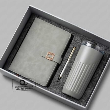 Custom Branded 3 in 1 Checked Corporate Gift Set Grey