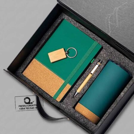 Custom Branded Cork Bottom Gift Set Teal Green