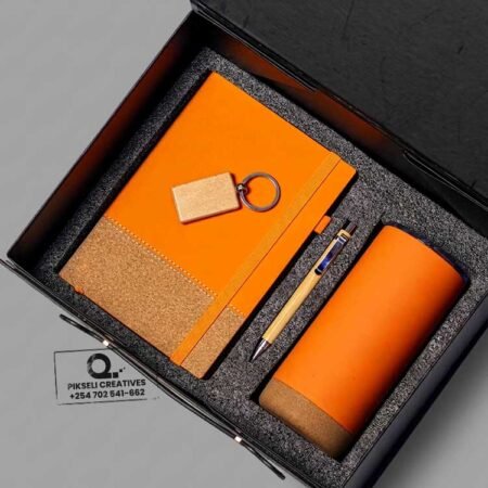 Custom Branded Cork Bottom Gift Set Orange