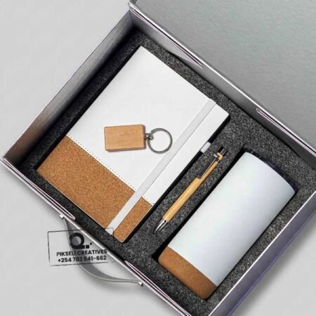 Custom Branded Cork Bottom Gift Set White