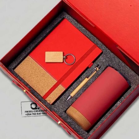 Custom Branded Cork Bottom Gift Set Red