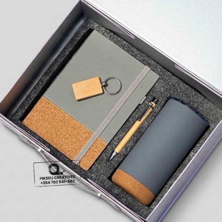 Custom Branded Cork Bottom Gift Set Grey