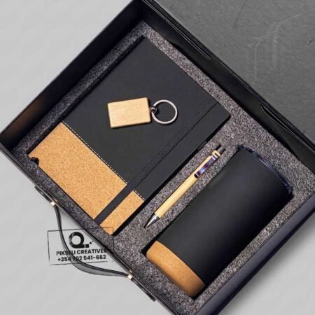 Custom Branded Cork Bottom Gift Set Black
