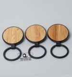 Custom Branded Circular Wooden (one side) Metallic Keyring - Image 2