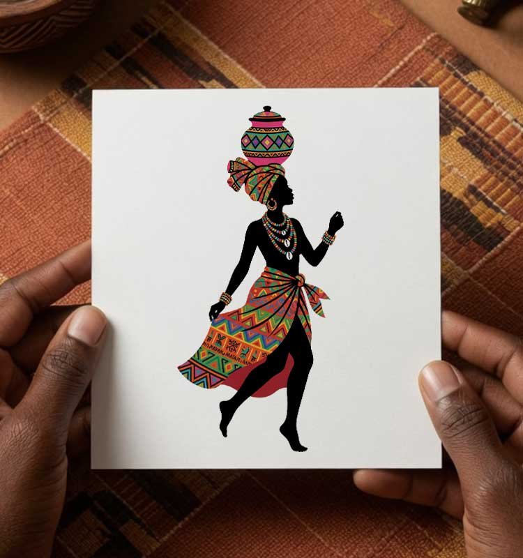 Cute-Traditional-Swahili-Lady-Dance---Art-Greeting-Card---Pikseli-Creatives Cute-Traditional-Swahili-Lady-Dance-Art-Greeting-Card-Pikseli-Creatives - Image 1