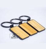 Custom Branded Rectangular Wooden (one side) Metallic Keyring - Image 2