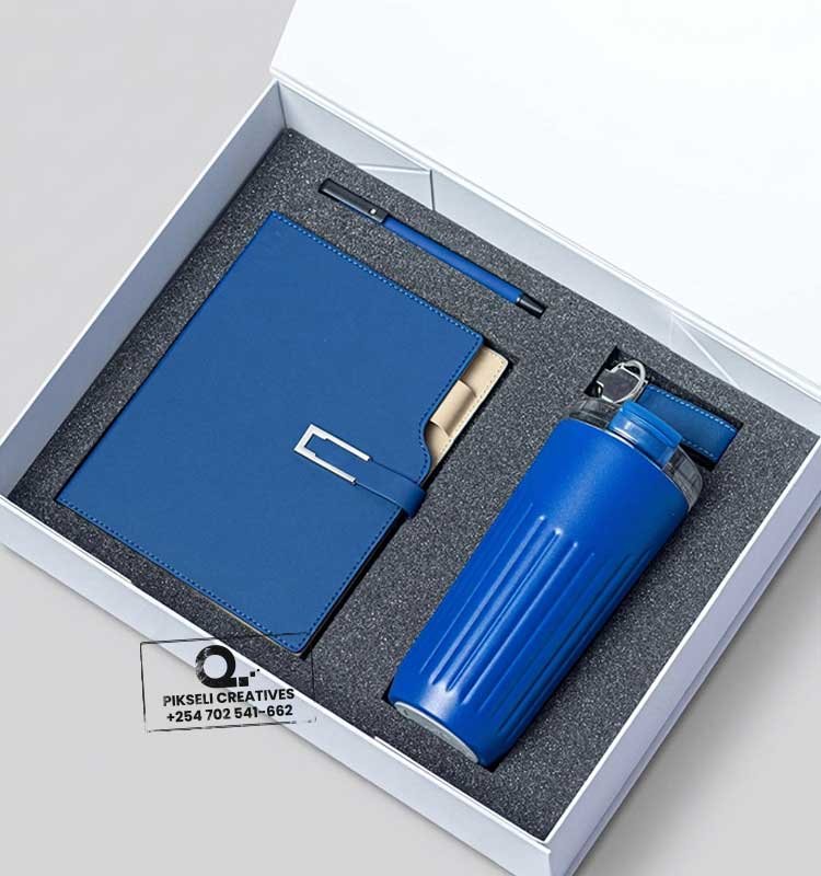 SLEEK-SET-B Custom Branded 4 in 1 Sleek Gift Set 002 Blue - Image 1