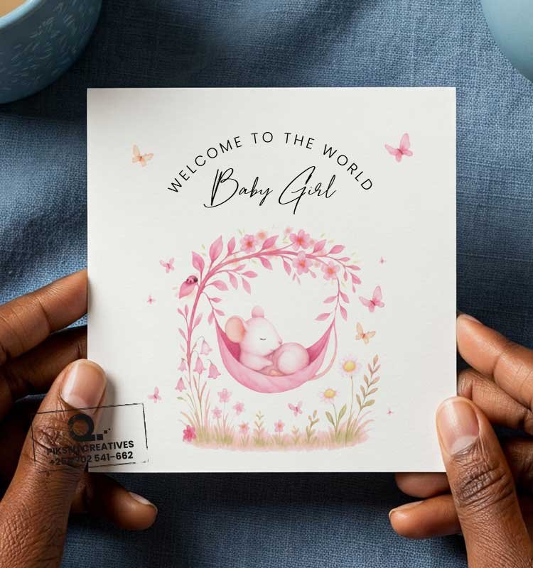 Welcome-to-the-World-Baby-Girl-Pink--Greeting-Card Welcome-to-the-World-Baby-Girl-Pink-Greeting-Card - Image 1